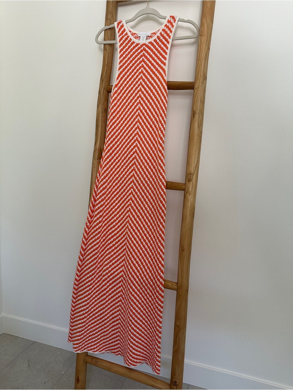 House of Harlow 1960 Chevron Knit Maxi Dress Orange & White sz medium